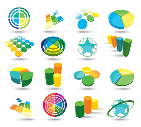 Colour icons and statistical schedulesのイラスト素材