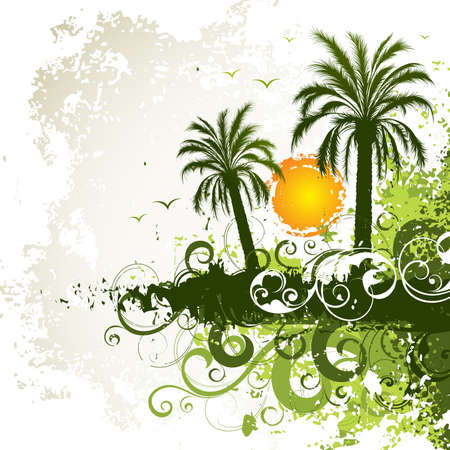 Green palm treesのイラスト素材