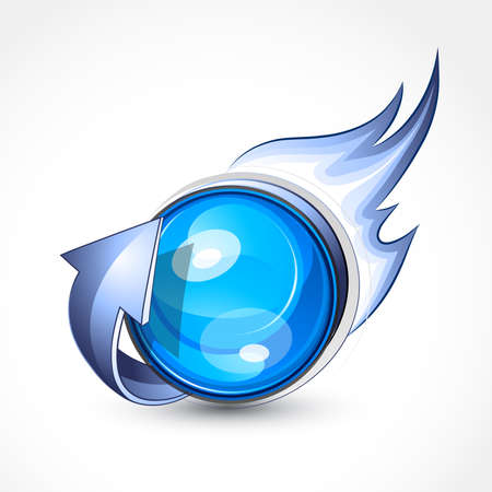Blue fiery sphere with an arrow. Business logoのイラスト素材