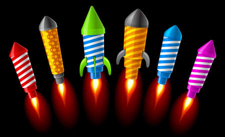  illustration of rockets.Fireworksのイラスト素材