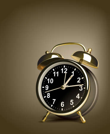 Alarm clock on a brown background. Vector illustrationのイラスト素材