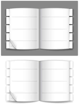 Open journal on a gray and white backgroundのイラスト素材