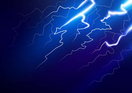 Lightning in the night sky. Vector illustrationのイラスト素材