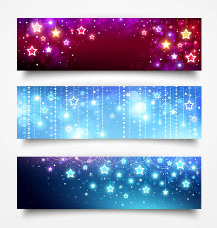 Christmas banners with starsのイラスト素材