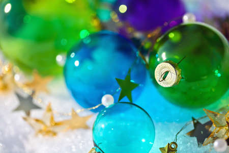 Christmas colored ballsの写真素材