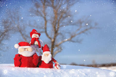 Christmas Snowman and Santaの写真素材