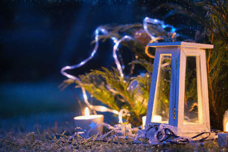 Christmas lights and decorationsの写真素材