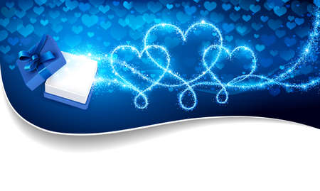 Open gift box with magic heartsのイラスト素材