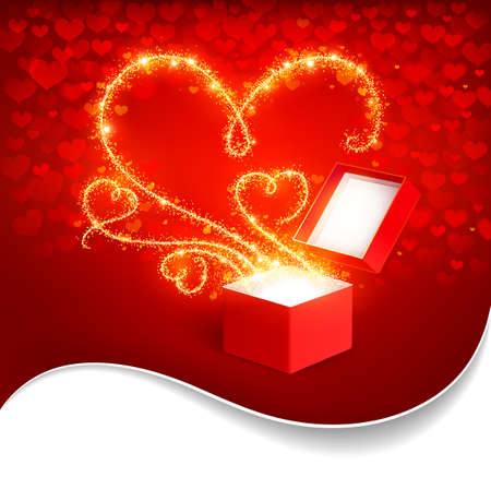Open box with bright heartsのイラスト素材