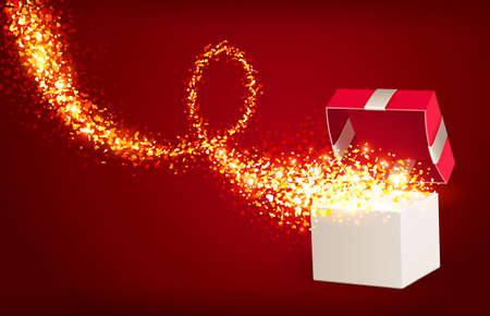 Open gift box with magic heartsのイラスト素材