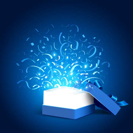 Open holiday box and confettiのイラスト素材