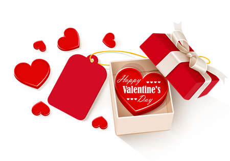 Open gift box with hearts and labelのイラスト素材