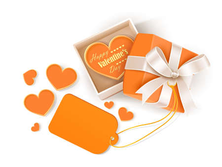 Open gift box with hearts and labelのイラスト素材