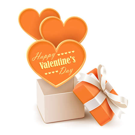 Gift box with big heartsのイラスト素材
