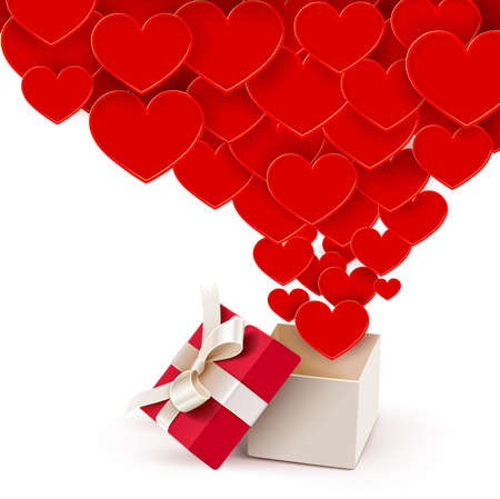 Open box with flying heartsのイラスト素材
