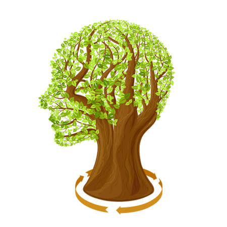A tree in the shape of a human headのイラスト素材