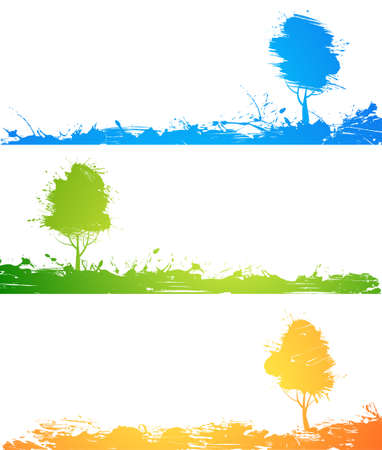 Set of colored treesのイラスト素材