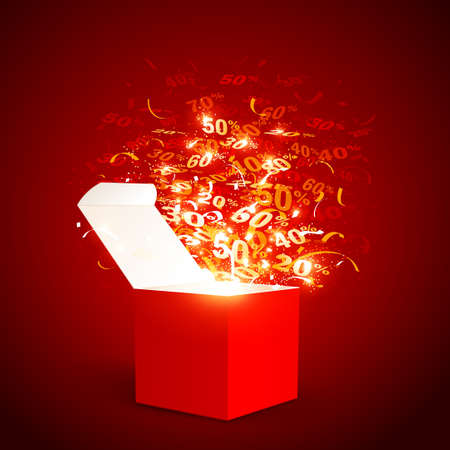 Magic box with flying percentのイラスト素材