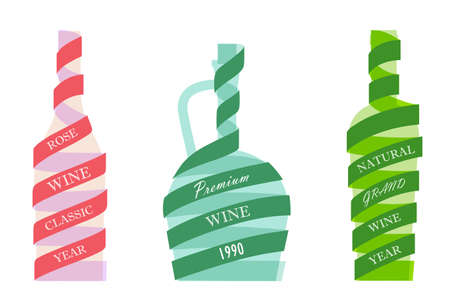 Bottles wine icons collectionのイラスト素材