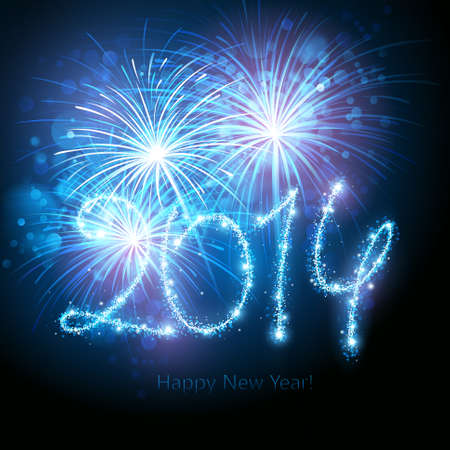 New Year 2014 fireworksのイラスト素材