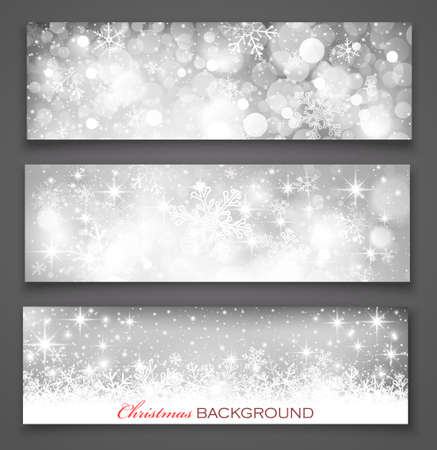  Christmas banners on a gray backgroundのイラスト素材