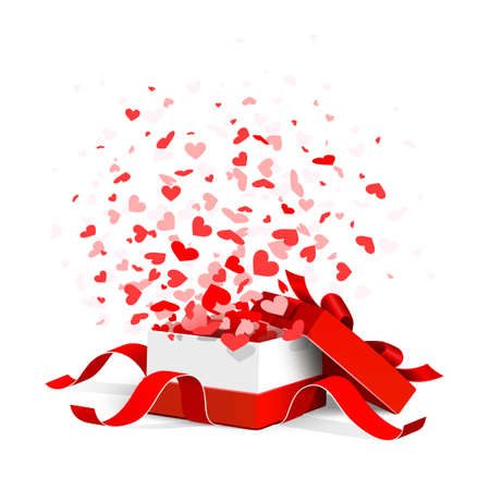 Gift box with heartsのイラスト素材