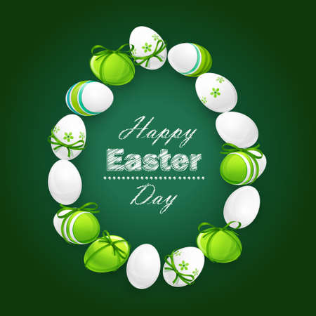  Easter eggs on a dark green background  Vectorのイラスト素材