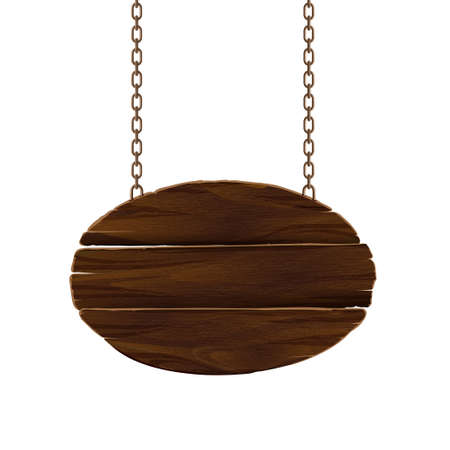Wooden sign with chain  のイラスト素材