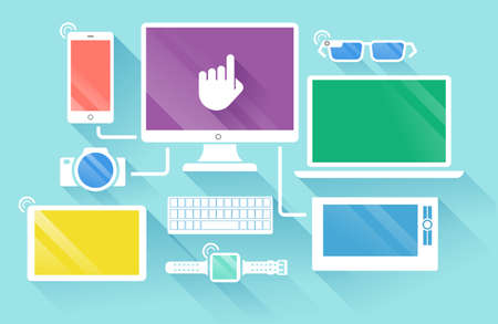 Flat design of modern devices  Vector illustrationのイラスト素材