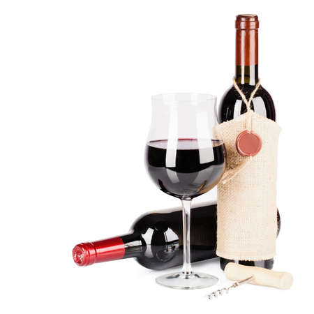Wine in glass isolated on white の写真素材