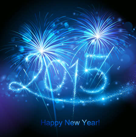 New Year 2015 fireworksのイラスト素材