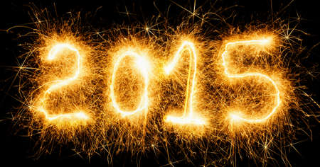 Happy new year, fiery numbers on a dark backgroundの写真素材