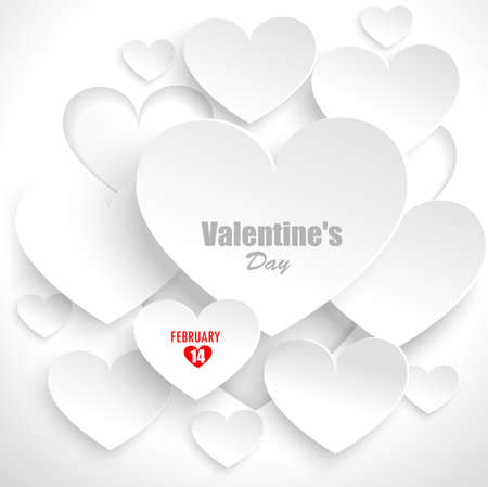 Paper hearts with shadow. Valentines Day abstract backgroundのイラスト素材