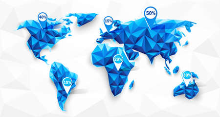 World map abstract geometric shapes, polygonal graphic. Vector illustrationのイラスト素材