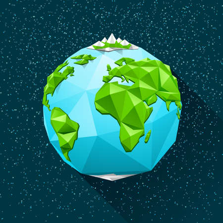 Planet Earth low poly. Vector polygonal illustration