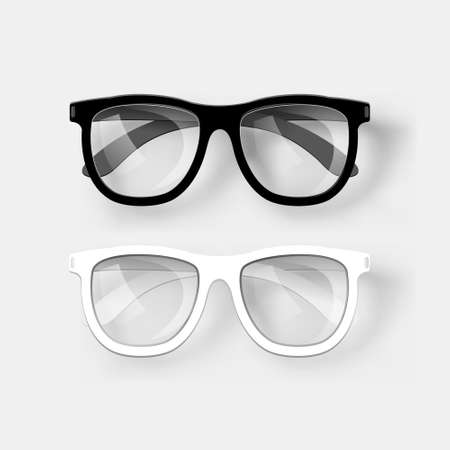 White and black glasses isolated on white. Vector illustrationのイラスト素材