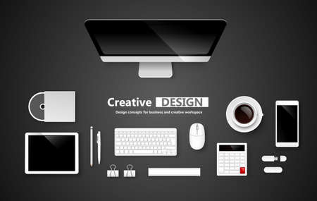 Creative Workspace, set of objects for business.のイラスト素材