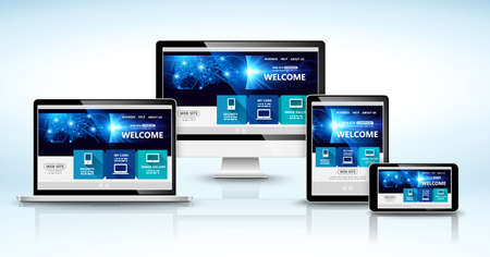 Modern devices with web design template. Vector illustrationのイラスト素材