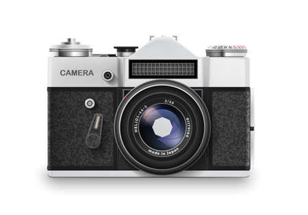 Retro photo camera with shadow isolated on white. Vector illustrationのイラスト素材