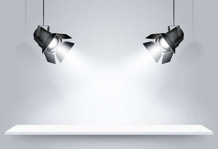 Gallery Interior with black lamps. Vector illustrationのイラスト素材