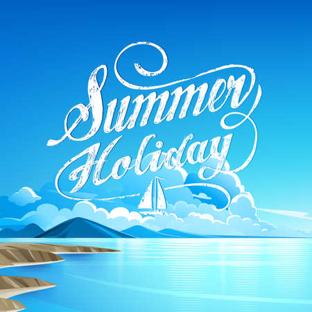 Seaside view Summer Holiday. Vector backgroundのイラスト素材