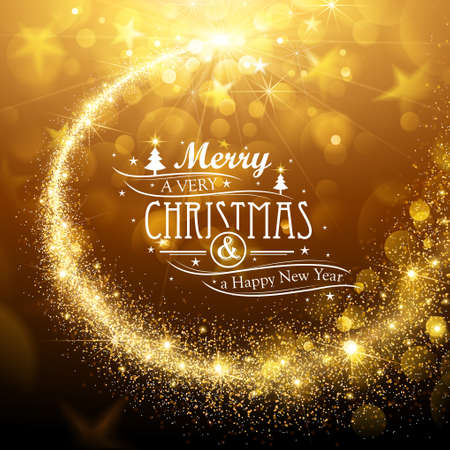 Christmas background with gold magic star. Vector illustration