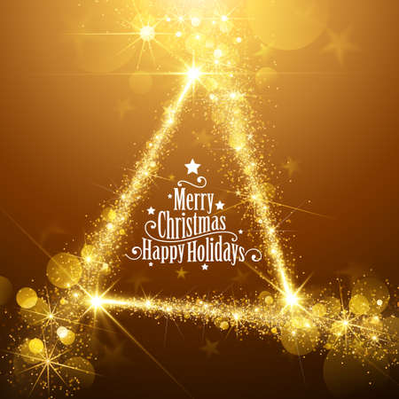 Christmas background with gold magic stars. Vector illustrationのイラスト素材