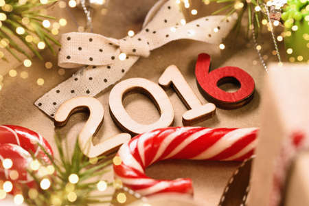 Christmas decoration Happy 2016 New Year close up