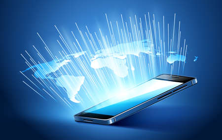 Modern communication technology with mobile phone. illustrationのイラスト素材