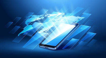 Modern communication technology with mobile phone. illustrationのイラスト素材