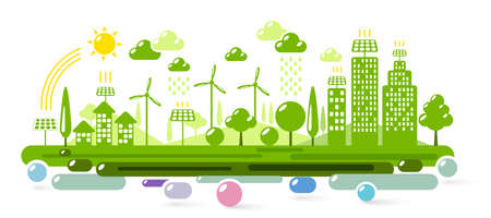 Green eco city. Ecology concept illustrationのイラスト素材