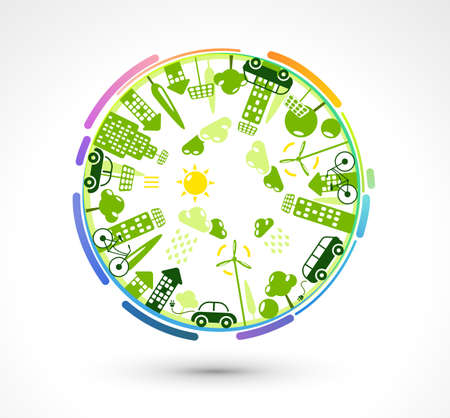 Green Eco Planet. Ecology concept illustrationのイラスト素材