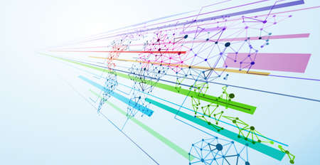 World map color abstract geometric shapes, low poly graphic. illustrationのイラスト素材