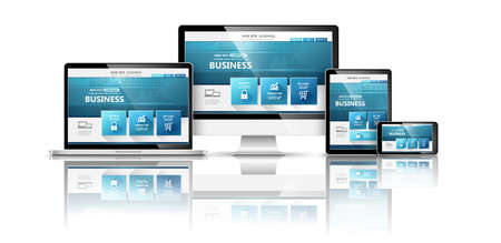 Modern devices with web design template. Vector illustrationのイラスト素材